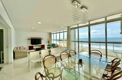 Frente mar, apartamento com 4 suítes à venda, praia das pitangueiras, guarujá.