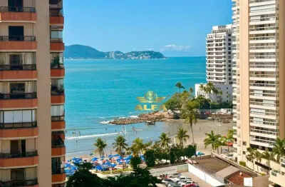 Vista-mar | varanda | lazer | apartamento na praia das astúrias de 3 dormitórios com 1 vaga, guarujá-sp.