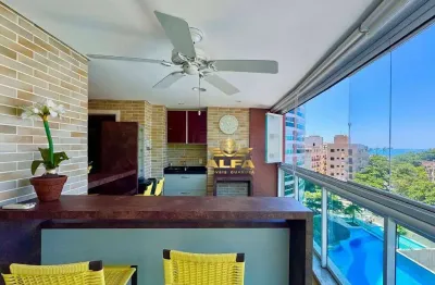 Apartamento com varanda gourmet e vista para o mar à venda na praia da enseada – alfa imóveis guarujá
