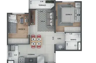 Apartamento para venda em guarulhos, pte. grande, 2 dormitórios, 1 banheiro, 1 vaga