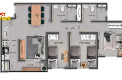 Imperdível oportunidade! Apartamento à venda no Jardim Olhos D´água I em Ribeirão Preto-SP, com 3 quartos e 67m². Aproveite! Quer Imóvel Negócios Imobiliários!