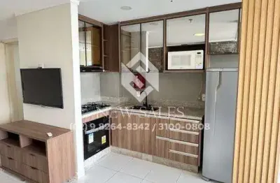 Apartamento flat 2 quartos + escritório mobiliado 55mts jardim goias