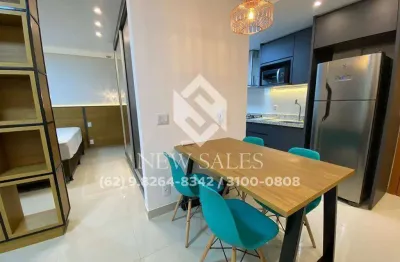 Flat- 1 quarto, 1 banheiro, 1 vaga, mobiliado, 42 m²- setor oeste