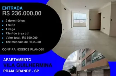 Prontinho para morar!! guilhermina e tá acabando!! 2 dorms sacada integrada e envidraçada!