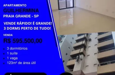 Já viu este? apê 3 dorms  3 quadras da praia na guilhermina com elevador por apenas...