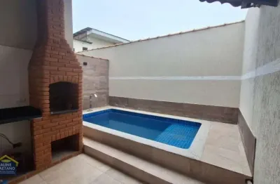 Linda casa geminada térrea com piscina! casa nova! confira!