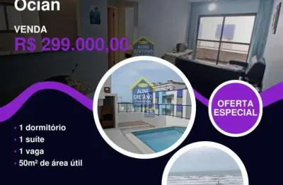 Final de ano na praia! vende rápido viu - 1 dorm na quadra do mar com sacada e lazer na cobertura!