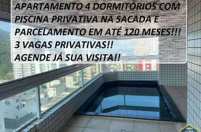 Piscina privativa na sacada 4 dorms 3 vagas demarcadas! canto do forte!!