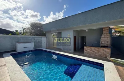 Casa nova à venda em itanhaém no bairro bopiranga – 60 metros da praia, 3 dormitórios, piscina e área gourmet