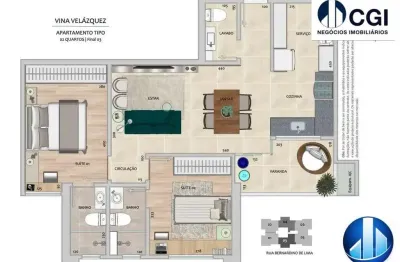 Apartamento para Venda em Belo Horizonte, Gutierrez, 2 dormitórios, 2 suítes, 3 banheiros, 2 vagas