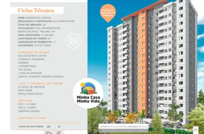 Residencial Verona. Apartamentos com até 48m² e opções Garden, dois dormitórios, varanda e lazer sob medida.