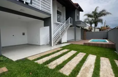 Sobrado à venda em itanhaém, jamaica, com 3 quartos, com 140 m²