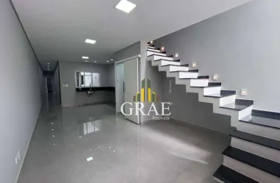 Sobrado novo com 3 suítes, espaço gourmet, 2 vagas, á venda na Vila Camilópolis - Santo André/SP.