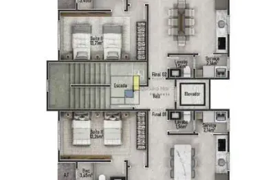 Apartamento a 300m do mar, 2 suítes no centro de navegantes.
