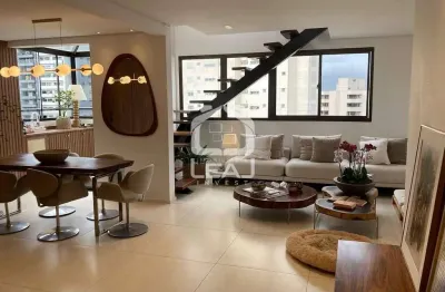 Cobertura  duplex cinematográfica mobiliada  à venda, 183 m², 2 suítes, lavabo, depósito e 3 vagas