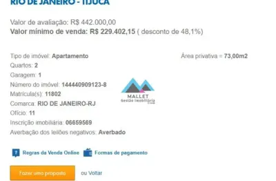 Apartamento de 2 quartos, 73 m², com vaga de garagem, à venda na Tijuca.