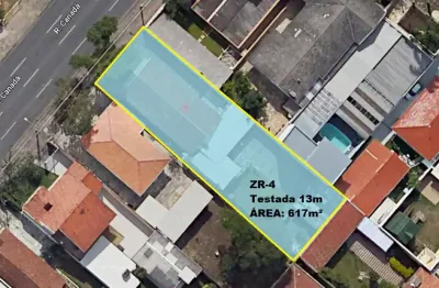 Terreno zr4 com 617m2 no bacacheri - localização na rápida sentido santa candida.