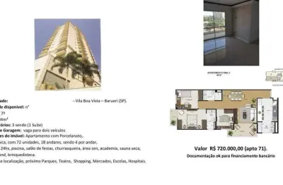 Apartamento a venda com 84m2, 3 quartos e 2 vagas - Vila Boa Vista - Barueri/SP - R$720.000,00