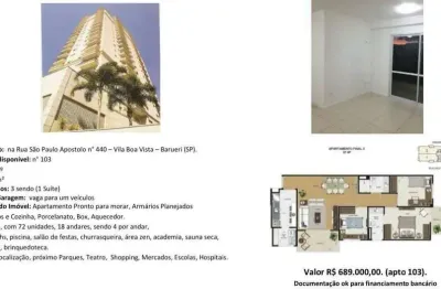 Apartamento 3 dorms com suíte, 1 vaga, 81 m², Vila Boa Vista – Barueri