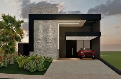 Casa térrea em condomínio fechado, 03 suítes com armários planejados, piscina e churrasqueira.