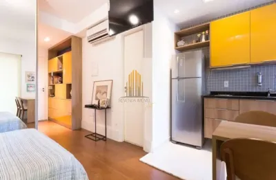 Condomínio edifício new age no brooklin, apartamento mobiliado de 34m² com 1 vaga.