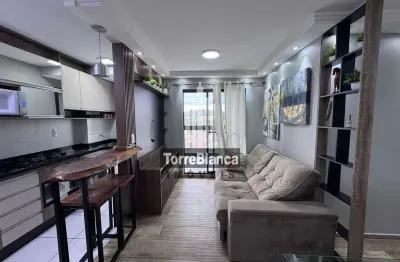 Locação - apartamento mobiliado, 2 quartos sendo 1 suíte, 1 vaga, condomínio vista oficinas, colôni