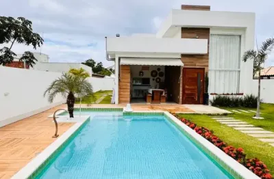 Cód. 8011 barra do jacuípe casa com 3/4 sendo um suíte e piscina privativa