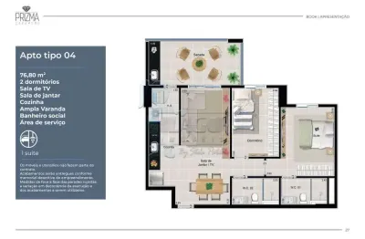 Apartamento de 76m² com 02 quartos sendo 01 suíte à venda - Jardim Sumaré