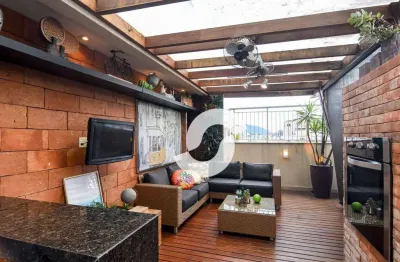 Ótima cobertura linear com 3 quartos  e 3 vagas com vista para mata atlântica à venda, 210 m² - santa rosa - niterói/rj