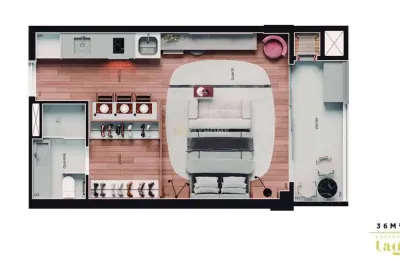 Studio frente ao parque barigui com varanda e churrasqueira em condominio clube