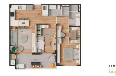 Apartamento com 2 quartos com 2 vagas de garagem frente barigui - 89346