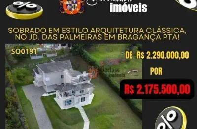 Sobrado com 3 dormitórios à venda, 326 m² por r$ 2.175.500,00 - condomínio jardim das palmeiras - bragança paulista/sp