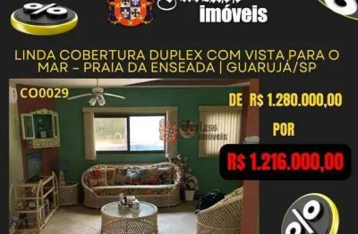 Cobertura com 3 dormitórios à venda, 214 m² por r$ 1.216.000,00 - enseada - guarujá/sp