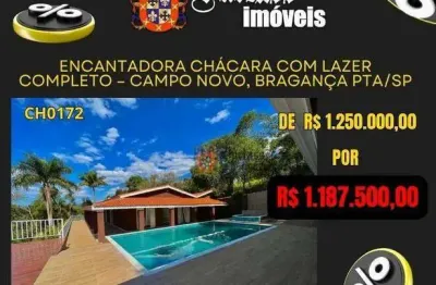 Chácara com 3 dormitórios à venda, 3000 m² por r$ 1.187.500,00 - campo novo - bragança paulista/sp