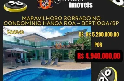Sobrado com 5 dormitórios à venda, 700 m² por r$ 4.940.000,00 - condomínio hanga roa - bertioga/sp