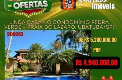 Sobrado com 5 dormitórios à venda, 370 m² por r$ 4.940.000,00 - praia do lázaro - ubatuba/sp