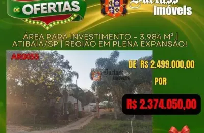 Área à venda, 3984 m² por r$ 2.374.050,00 - jardim colonial - atibaia/sp