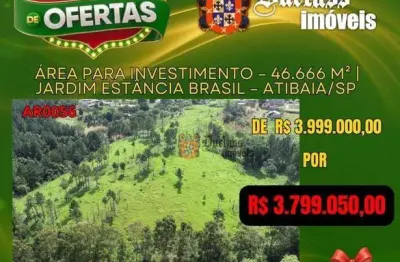 Área à venda, 46666 m² por r$ 3.799.050,00 - jardim estância brasil - atibaia/sp