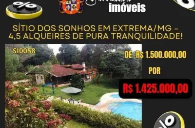 Sítio com 7 dormitórios à venda, 108900 m² por r$ 1.425.000,00 - furnas de cima - extrema/mg