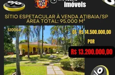 Sítio com 3 dormitórios à venda, 95000 m² por r$ 13.200.000,00 - jardim são felipe - atibaia/sp