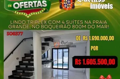 Sobrado com 4 dormitórios à venda, 204 m² por r$ 1.605.500,00 - boqueirão - praia grande/sp