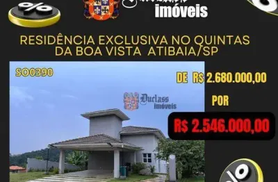 Sobrado com 4 dormitórios à venda, 385 m² por r$ 2.546.000,00 - condominio quintas da boa vista - atibaia/sp