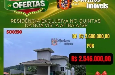 Sobrado com 4 dormitórios à venda, 385 m² por r$ 2.546.000,00 - condominio quintas da boa vista - atibaia/sp