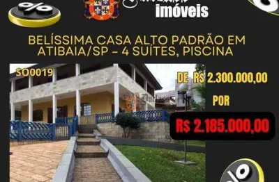 Sobrado com 4 dormitórios à venda, 500 m² por r$ 2.185.000,00 - ribeirão dos porcos - atibaia/sp