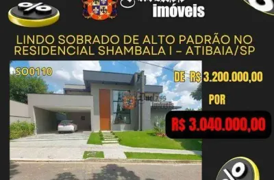 Sobrado com 4 dormitórios à venda, 341 m² por r$ 3.040.000,00 - condomínio shambala i - atibaia/sp