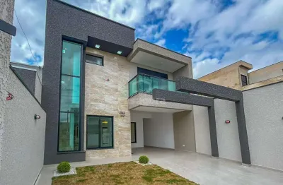 Sobrado moderno com 4 quartos, suíte e área gourmet - fazenda rio grande