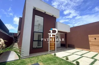 Casa moderna com 3 quartos, suíte e área gourmet à venda, 114 m² por r$ 650.000 - jardim atlântico oeste (itaipuaçu) - maricá/rj