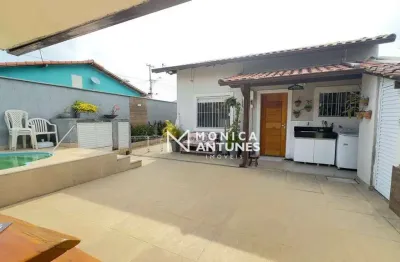 Casa com 2 quartos, piscina e área gourmet  à venda, 60 m² por r$ 550.000 - jardim atlântico central - maricá/rj