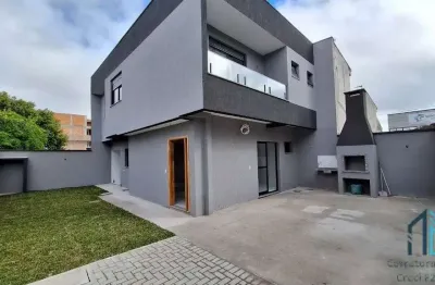 Sobrado novo a venda, 03 quartos c/suíte, churrasqueira, 03 vagas, em pinhais - pr