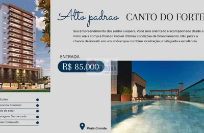 Apartamento de alto padrão, 3 dormitórios no canto do forte ? praia grande